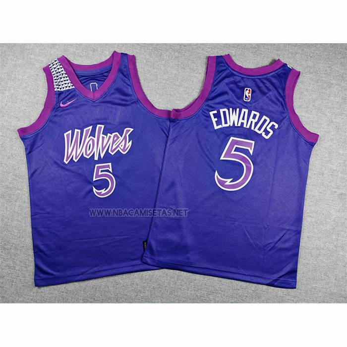 Camiseta Nino Minnesota Timberwolves Anthony Edwards NO 5 Ciudad 2025-26 Negro